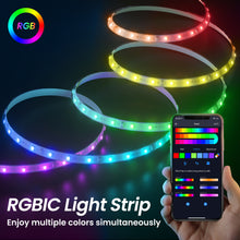 Load image into Gallery viewer, Onvis Smart RGBIC Multicolor LED Light Strip Works with Apple HomeKit, Siri Voice Control, 2M (6.6ft) Painting Music Sync, 2.4G WiFi ONLY, No Hub Required