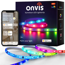 Load image into Gallery viewer, Onvis Smart RGBIC Multicolor LED Light Strip Works with Apple HomeKit, Siri Voice Control, 2M (6.6ft) Painting Music Sync, 2.4G WiFi ONLY, No Hub Required
